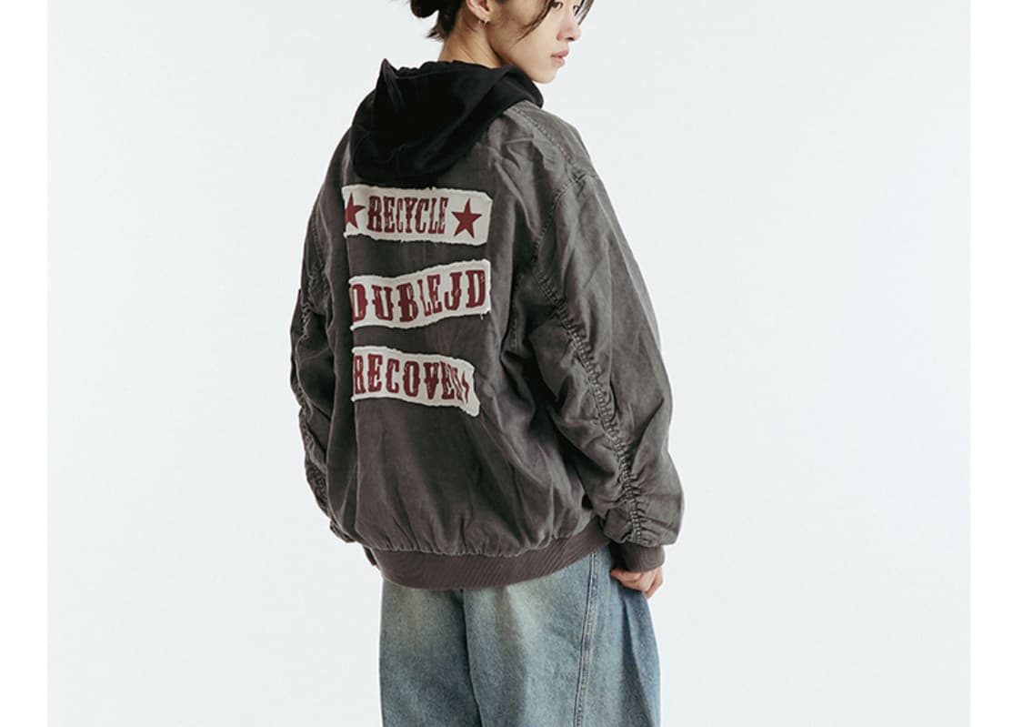 더블제이디 패치 레터링 MA-1 항공점퍼 (차콜) M사이즈 상품이미지1