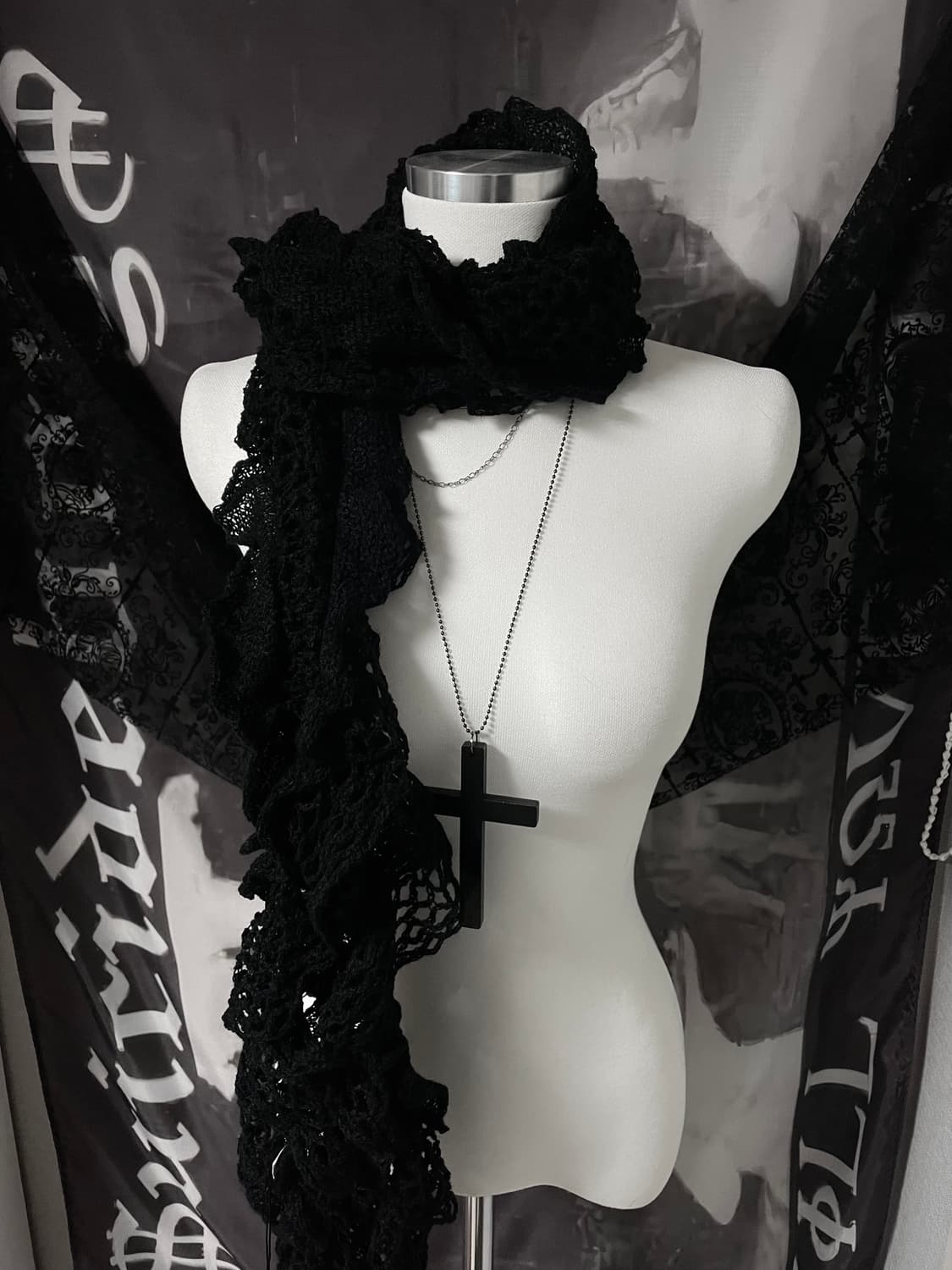 JPN Gothic Scarf 그런지페어리고딕다크웨어히피니혼진하이엔드펑크 상품이미지3