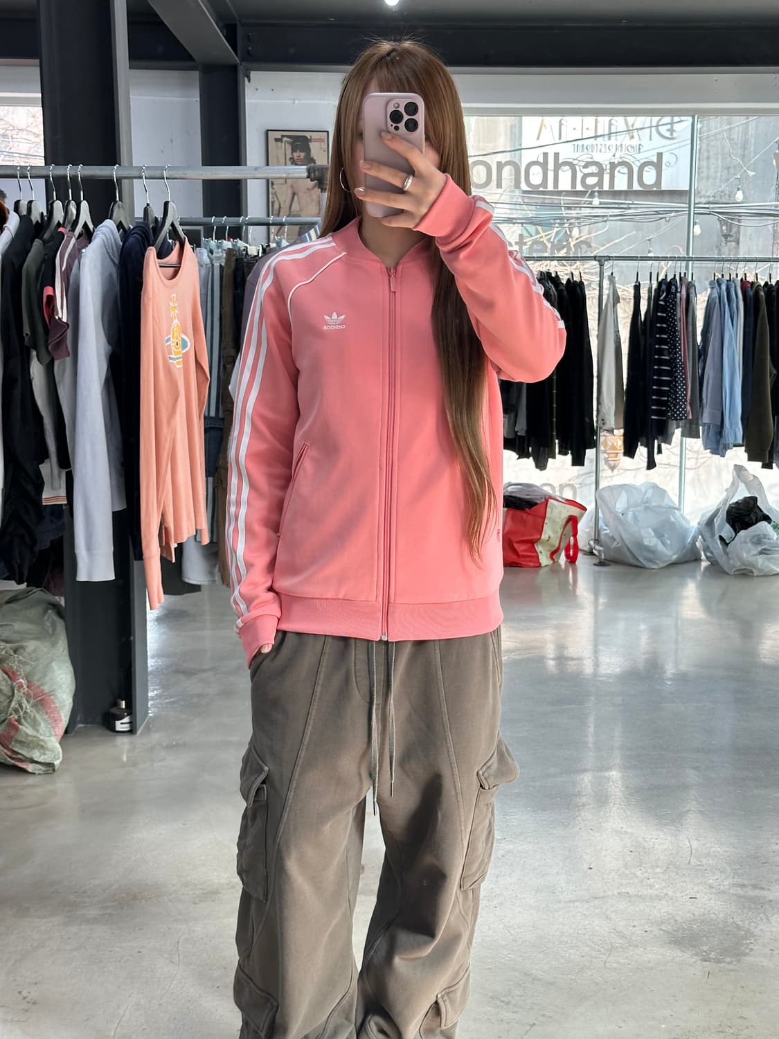 아디다스 슈퍼스타 트랙탑 져지 살몬핑크 상품이미지3