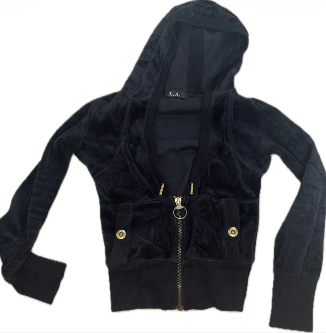 L.A. 벨벳 후드 집업 블랙 상품이미지1