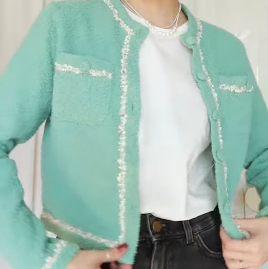 13month fringed tweed jacket mint 상품이미지2