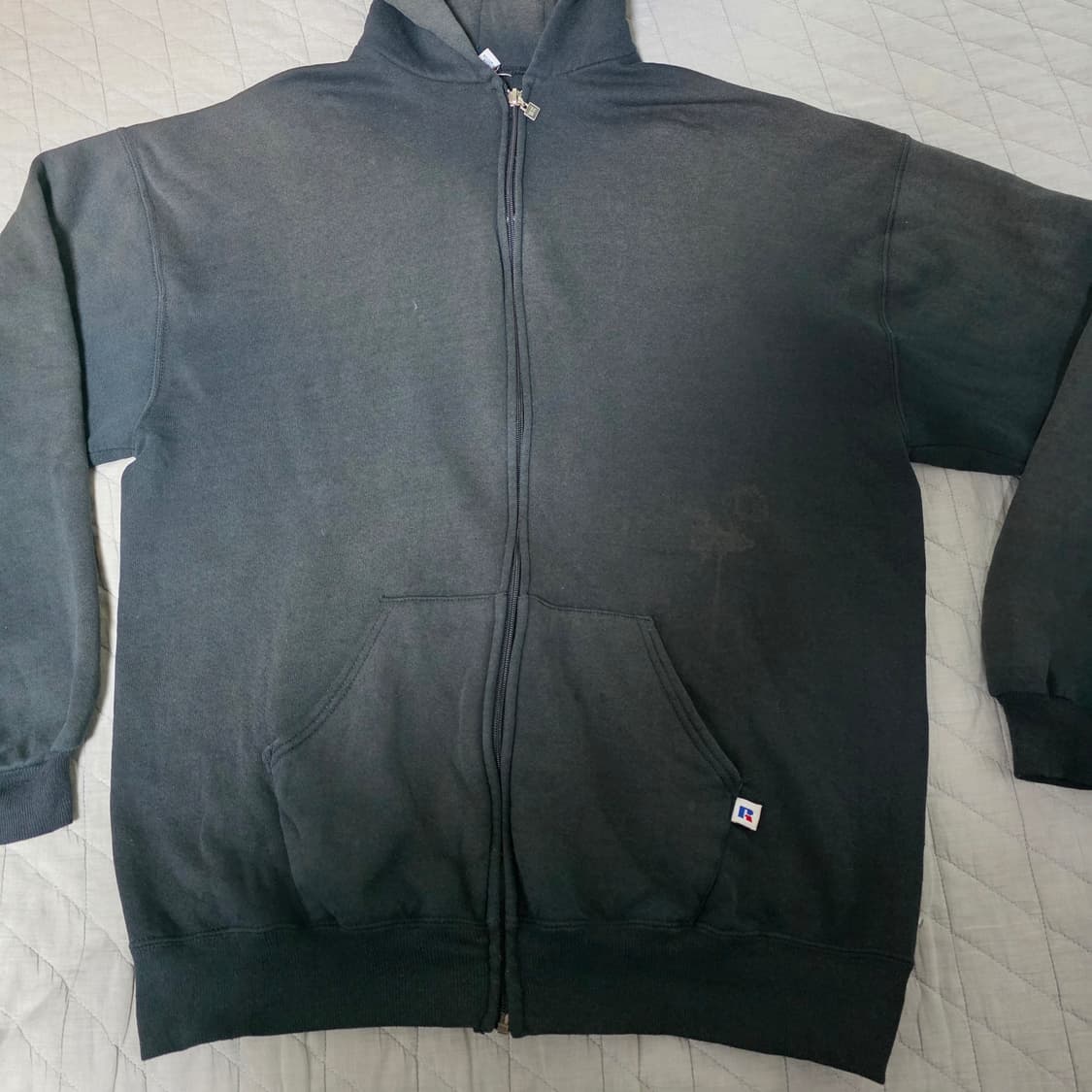 [XL] 세탁 90sUSA 빈티지 러셀 애슬레틱 후드집업 블랙 하드페이드 상품이미지2