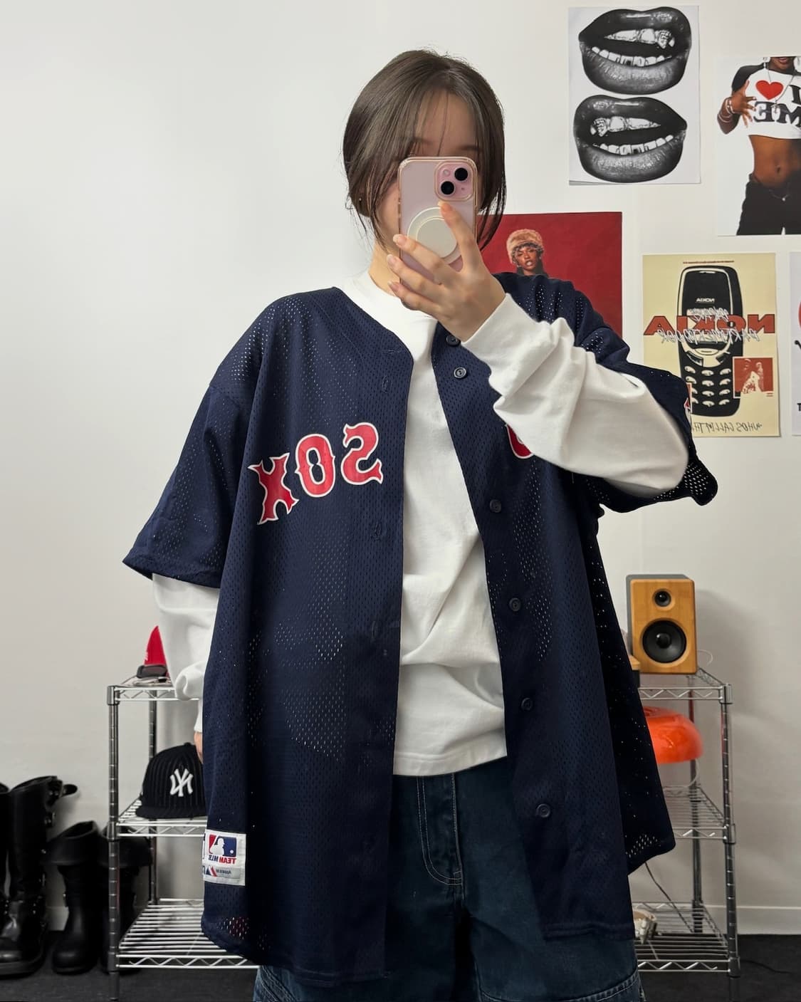 마제스틱 00s 레드삭스 메쉬 베이스볼 저지 상품이미지1