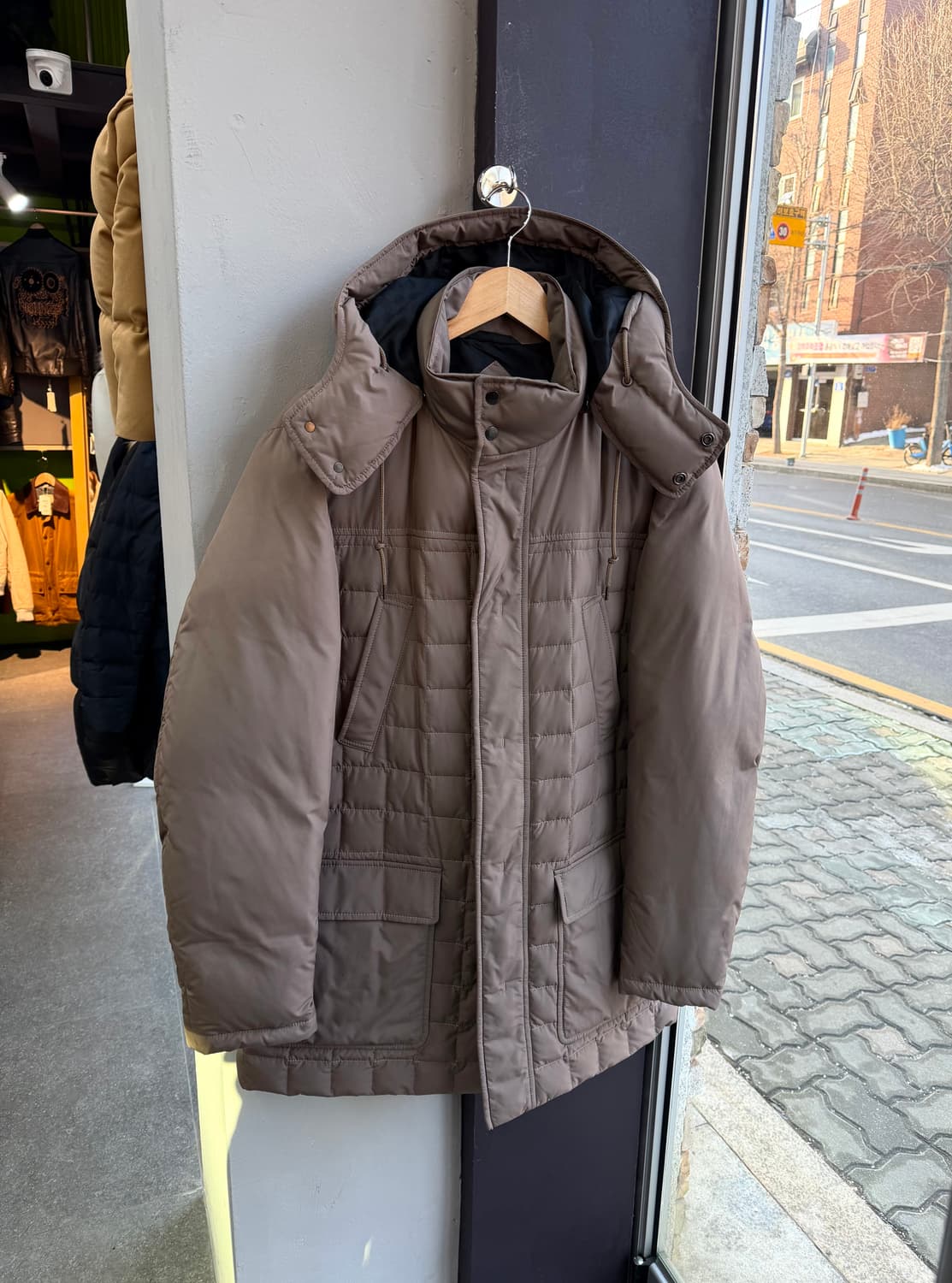 100~105/ 알레그리 구스다운 퀄티드 후드 패딩점퍼 상품이미지2