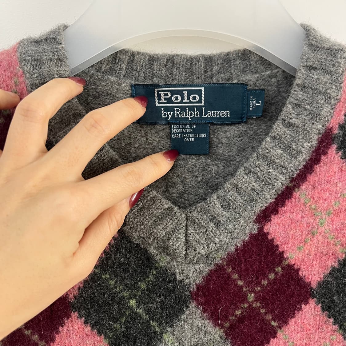 폴로 랄프로렌 아가일 패턴 브이넥 울 니트 상품이미지5