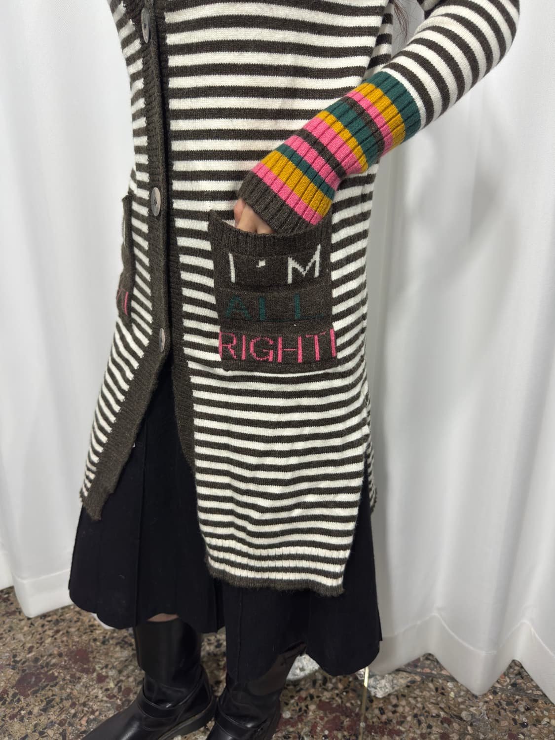 brown stripe design cardigan 상품이미지3