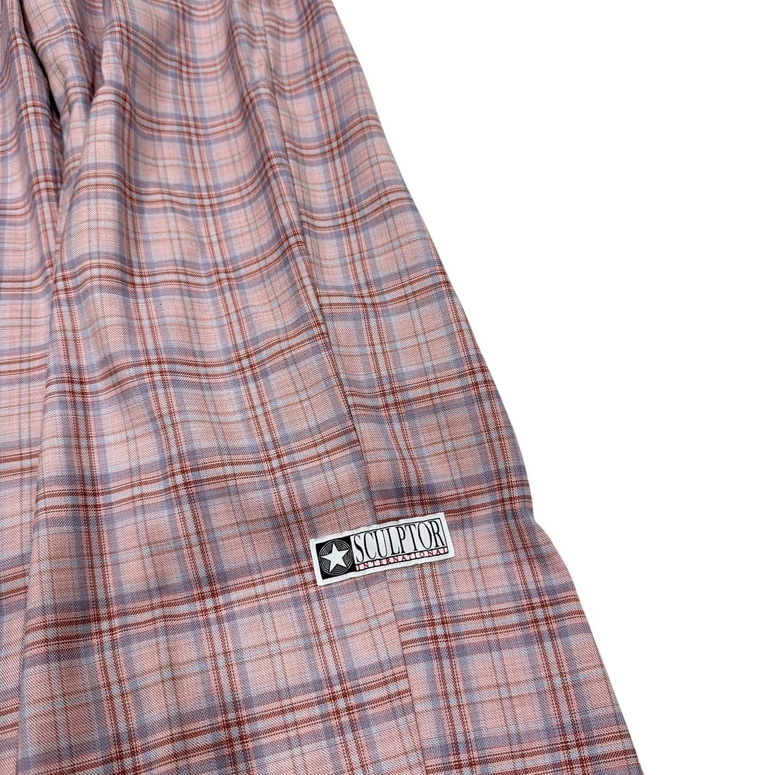 스컬프터 체크 핀턱 슬랙스 팬츠 바지 핑크 L 상품이미지2