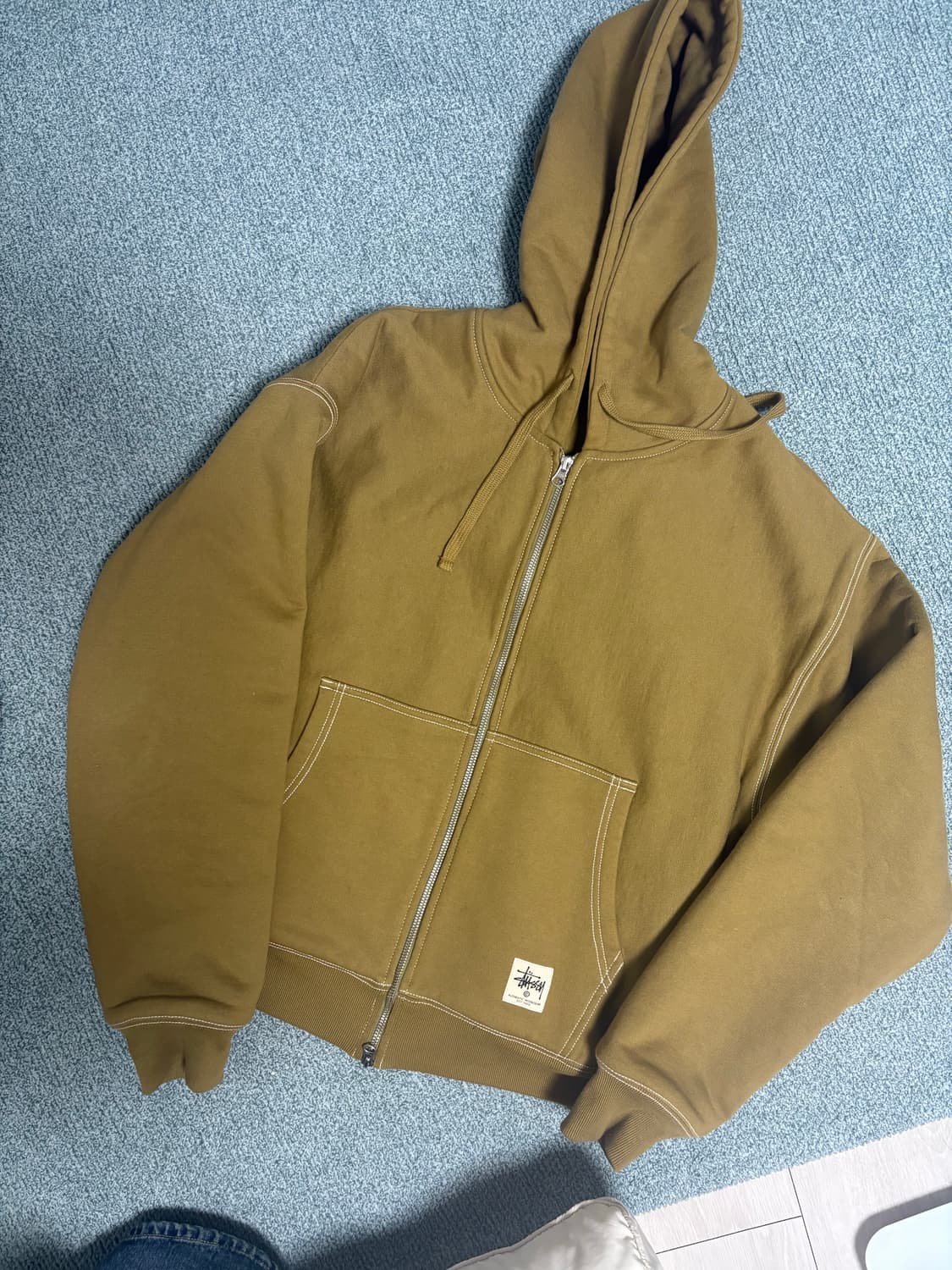 스투시 더블페이스 후드집업 올리브 m 상품이미지1