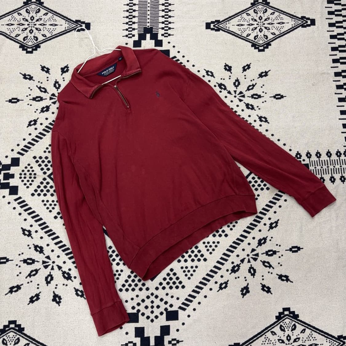 폴로 랄프로렌 골프 버건디 반집업 스웻셔츠 맨투맨 L P00032 상품이미지1