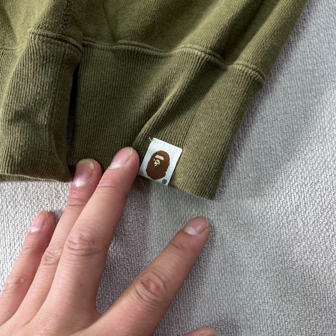 100 베이프 타이거 카키 반집업 후드티 상품이미지4