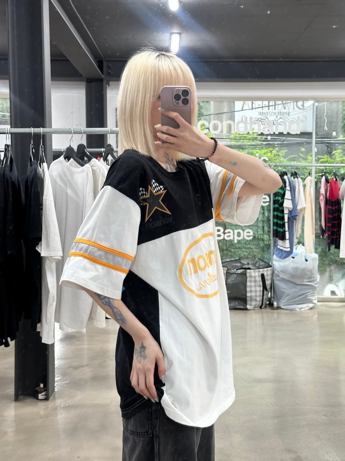 벤슨 로고 자수 별 프린팅 레이싱 반팔티 상품이미지2
