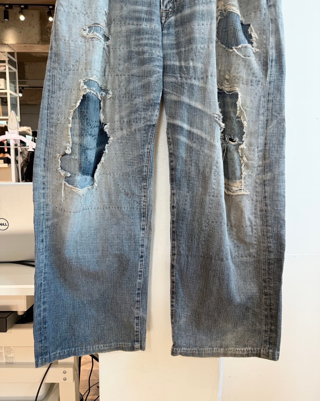 지엘하트 데님 데미지 와이드 팬츠 상품이미지4