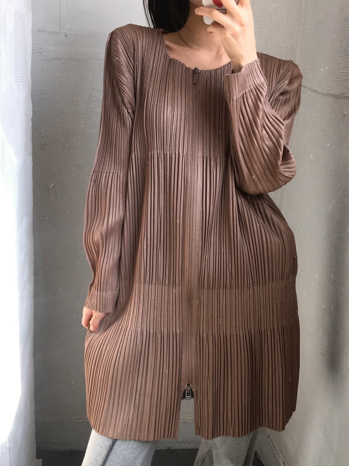 Pleats Please 플리츠플리즈 브라운 플리츠 집업 자켓  상품이미지1