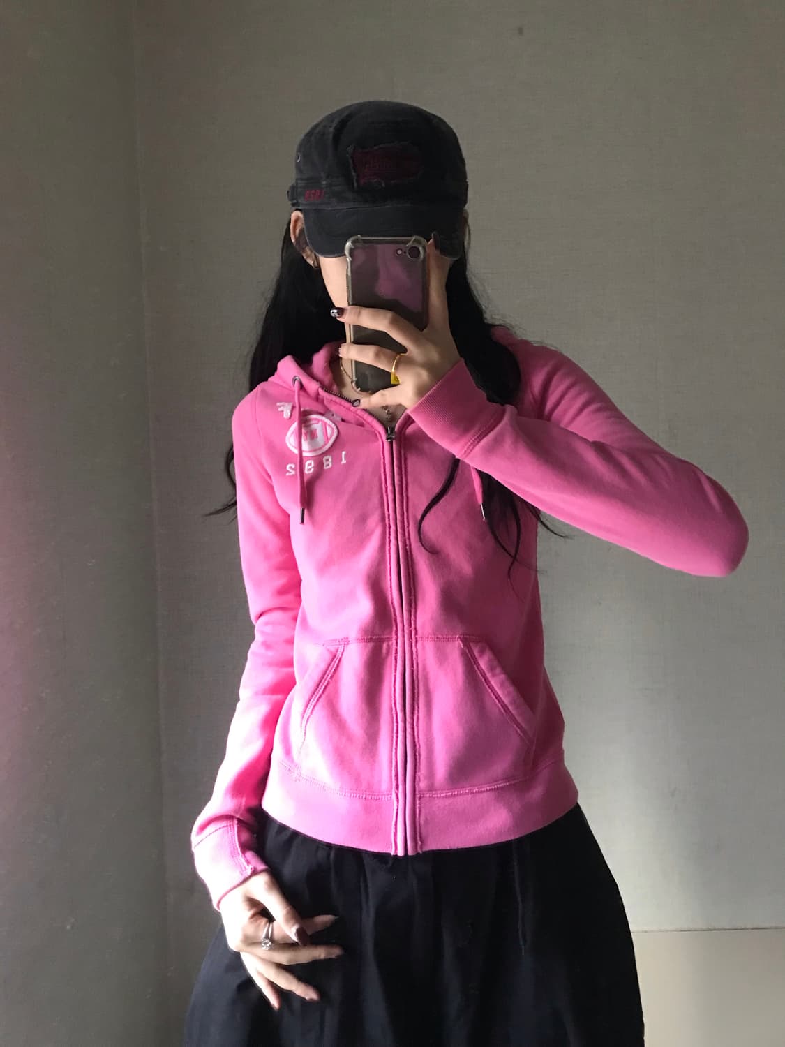 아베크롬비 핑크 슬림핏 후드집업 상품이미지4