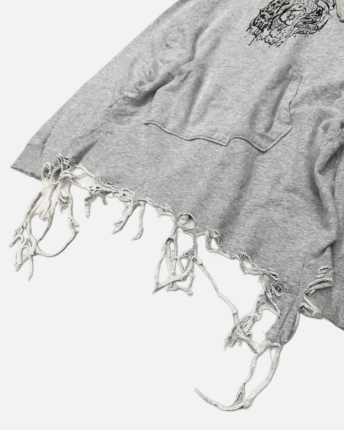 distressed hem printing hood dress 상품이미지4