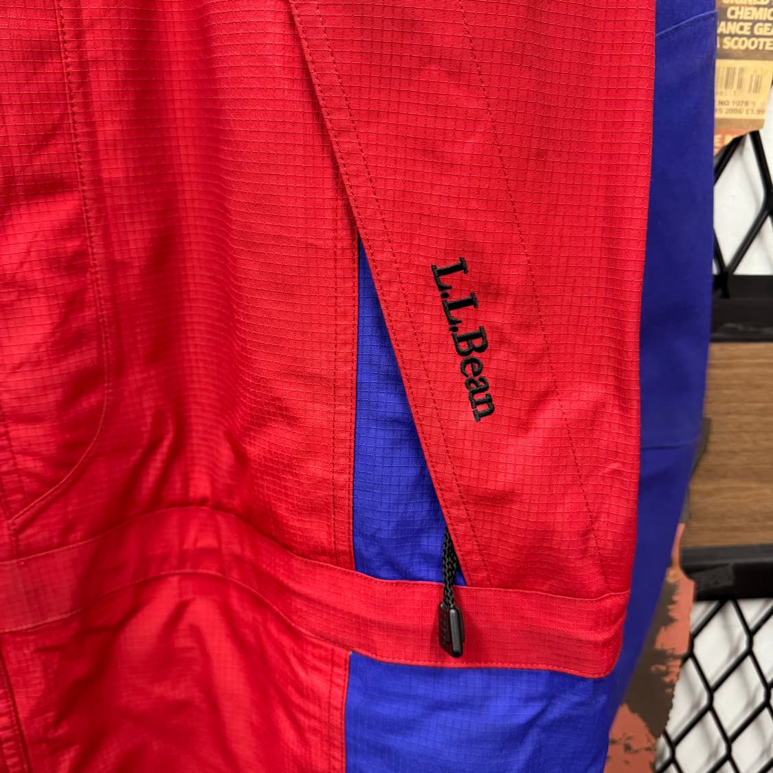 00s 엘엘빈 후드 아웃도어 롱파카 컬러블록 디테일 레드 블루 배색 상품이미지5