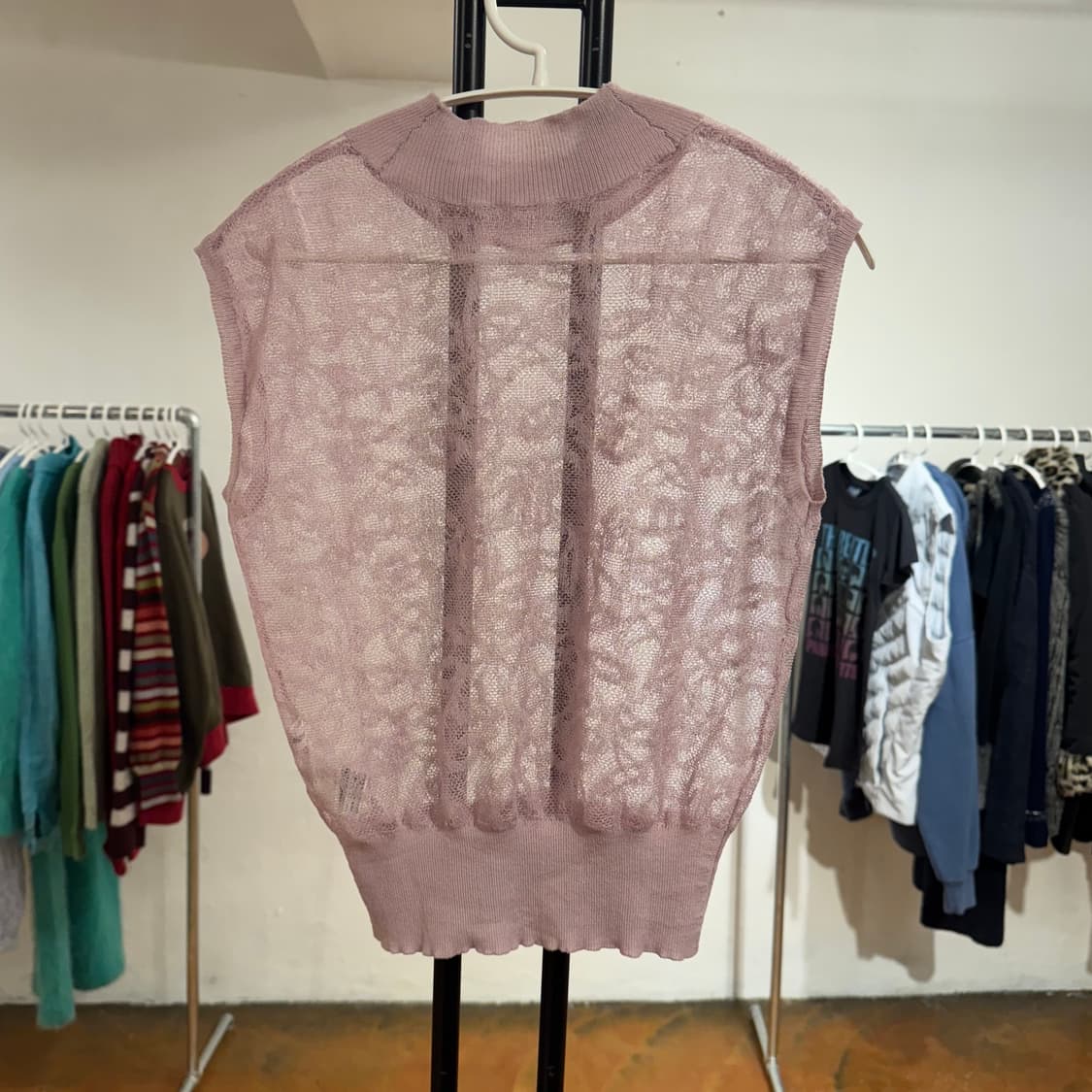 빈티지 플라워 자수 니트 조끼 상품이미지2