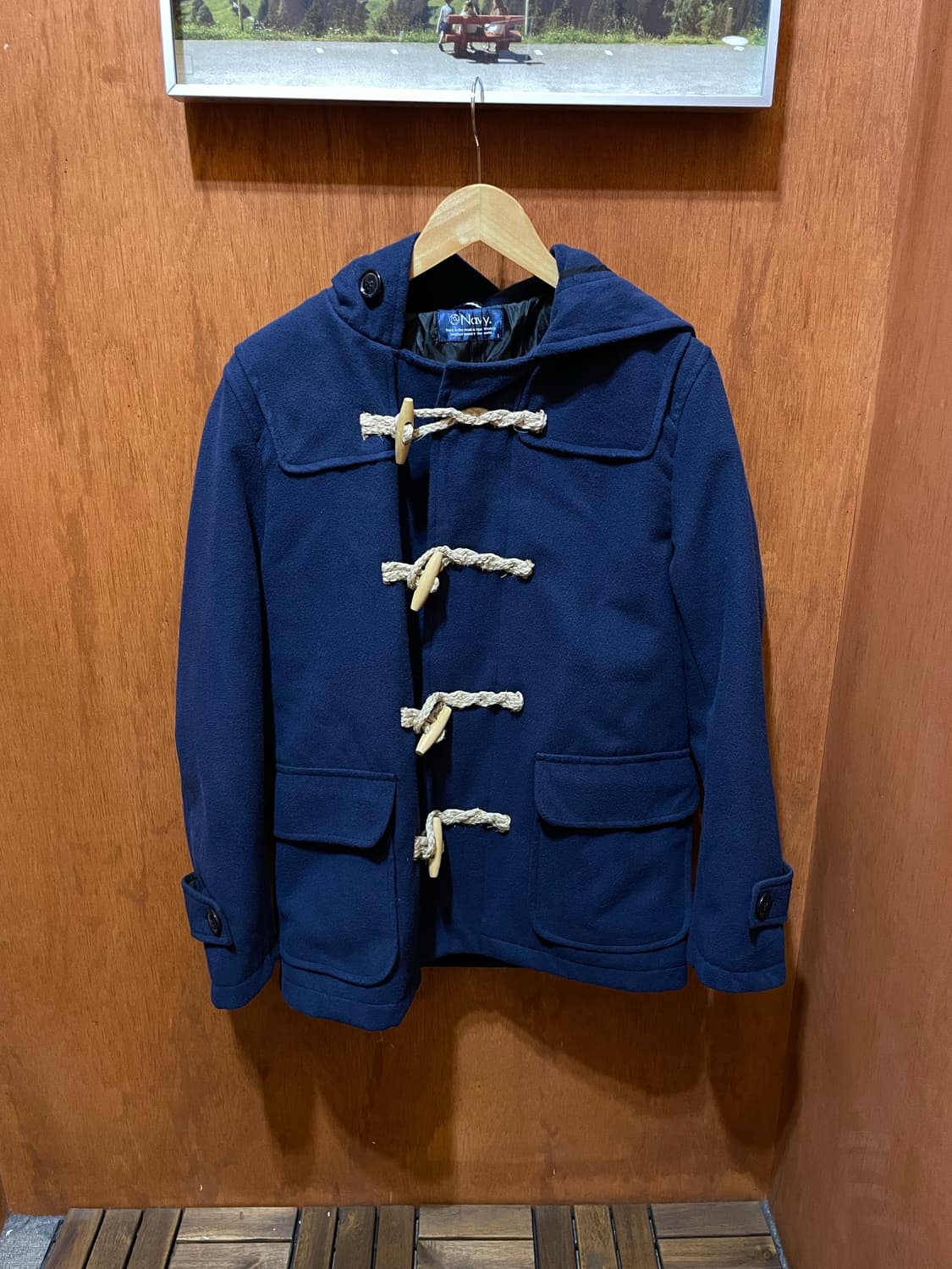 (L) 빈티지 네이비 후드 더플 코트 떡볶이 코트 상품이미지7