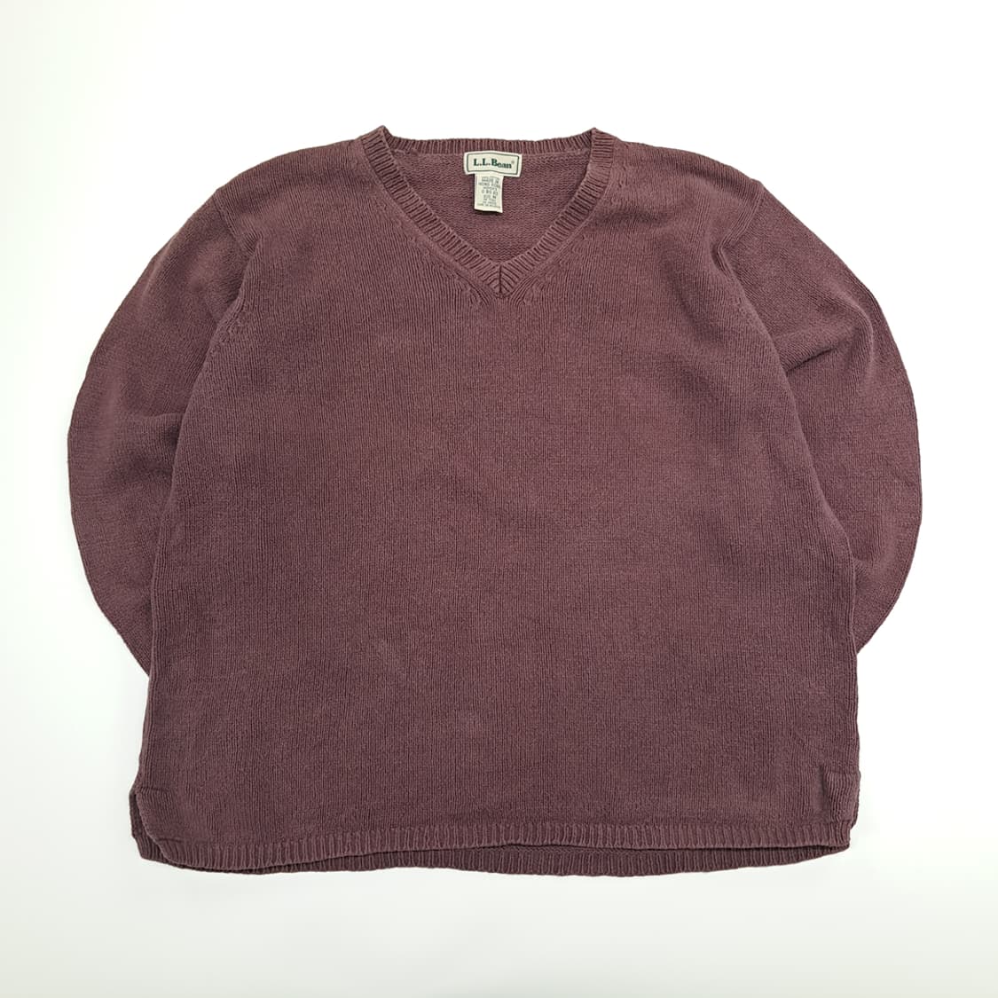 CN947 M 엘엘빈 빈티지퍼플 코튼 V넥 오버핏 니트 스웨터 상품이미지1