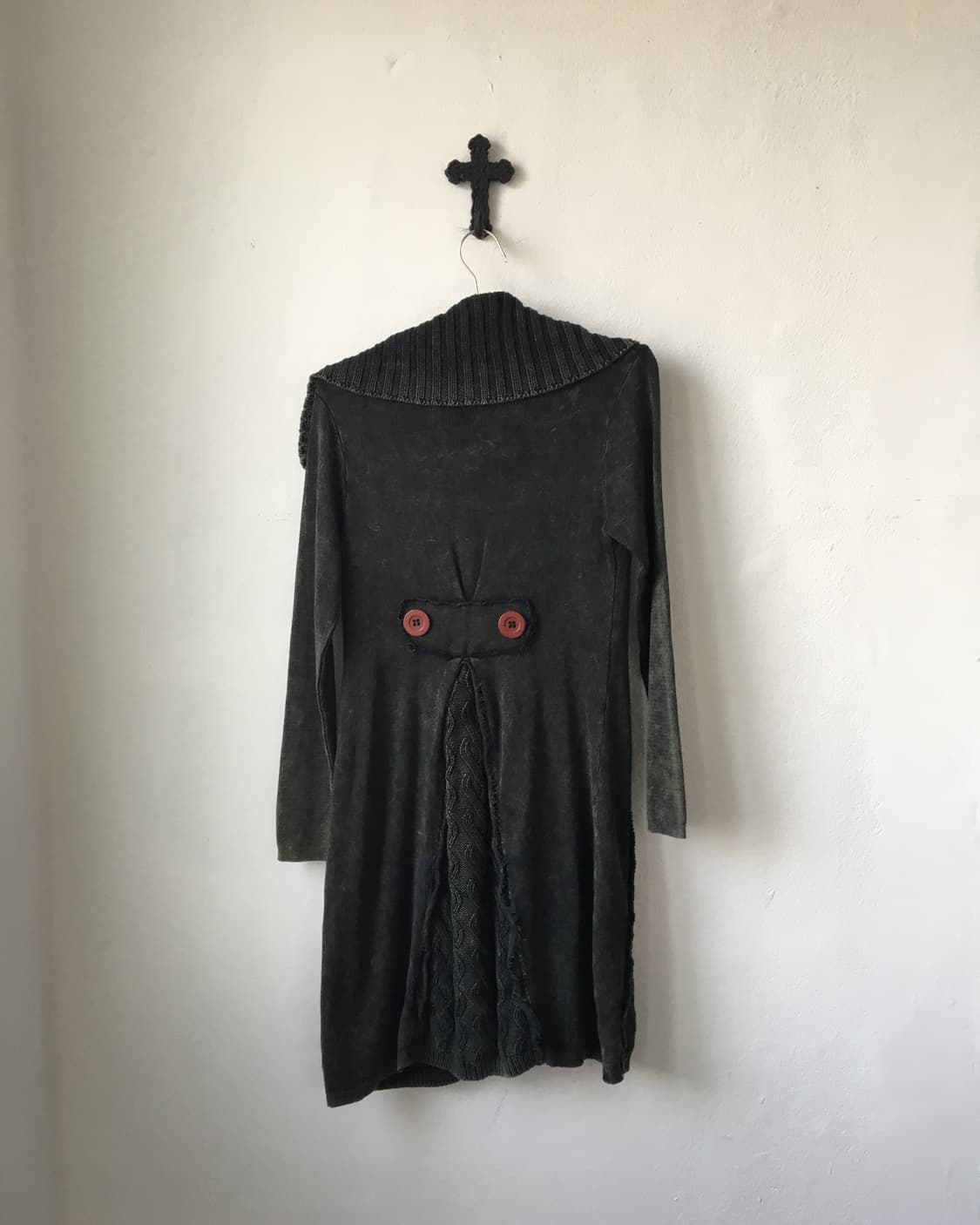 Cable pattern mixed wide collar knit car 상품이미지4