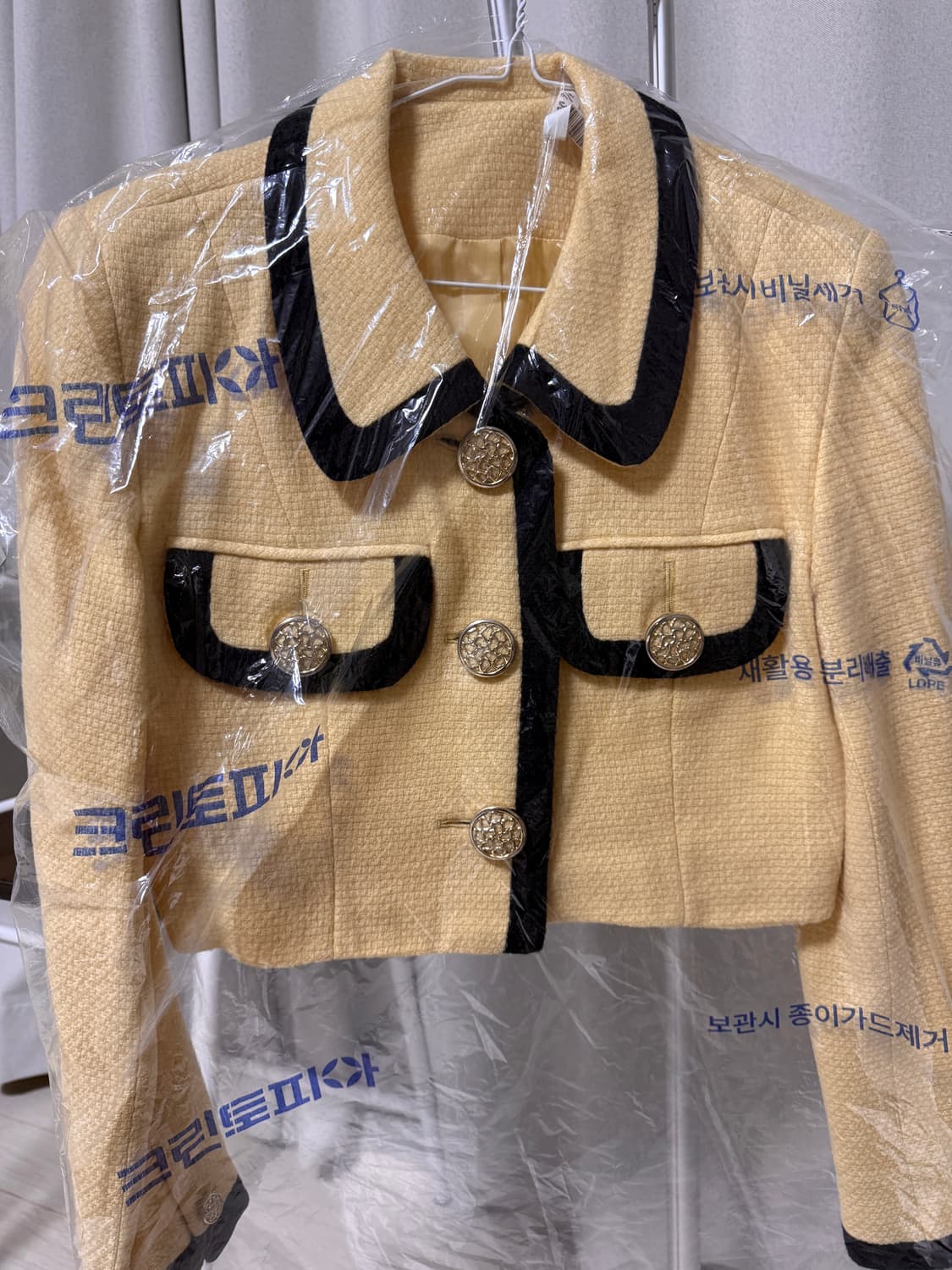 옐로 블랙라인 울 크롭 빈티지 자켓 상품이미지5