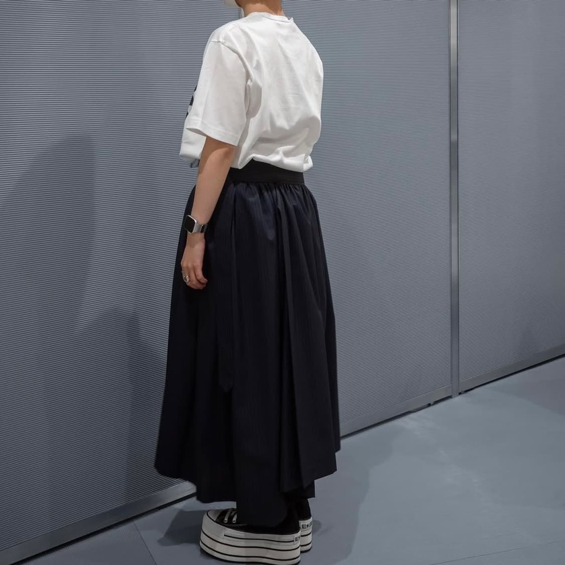 21aw 준야와타나베 꼼데가르송 그레이 스트라이프 벨티드 스커트 xs 상품이미지4