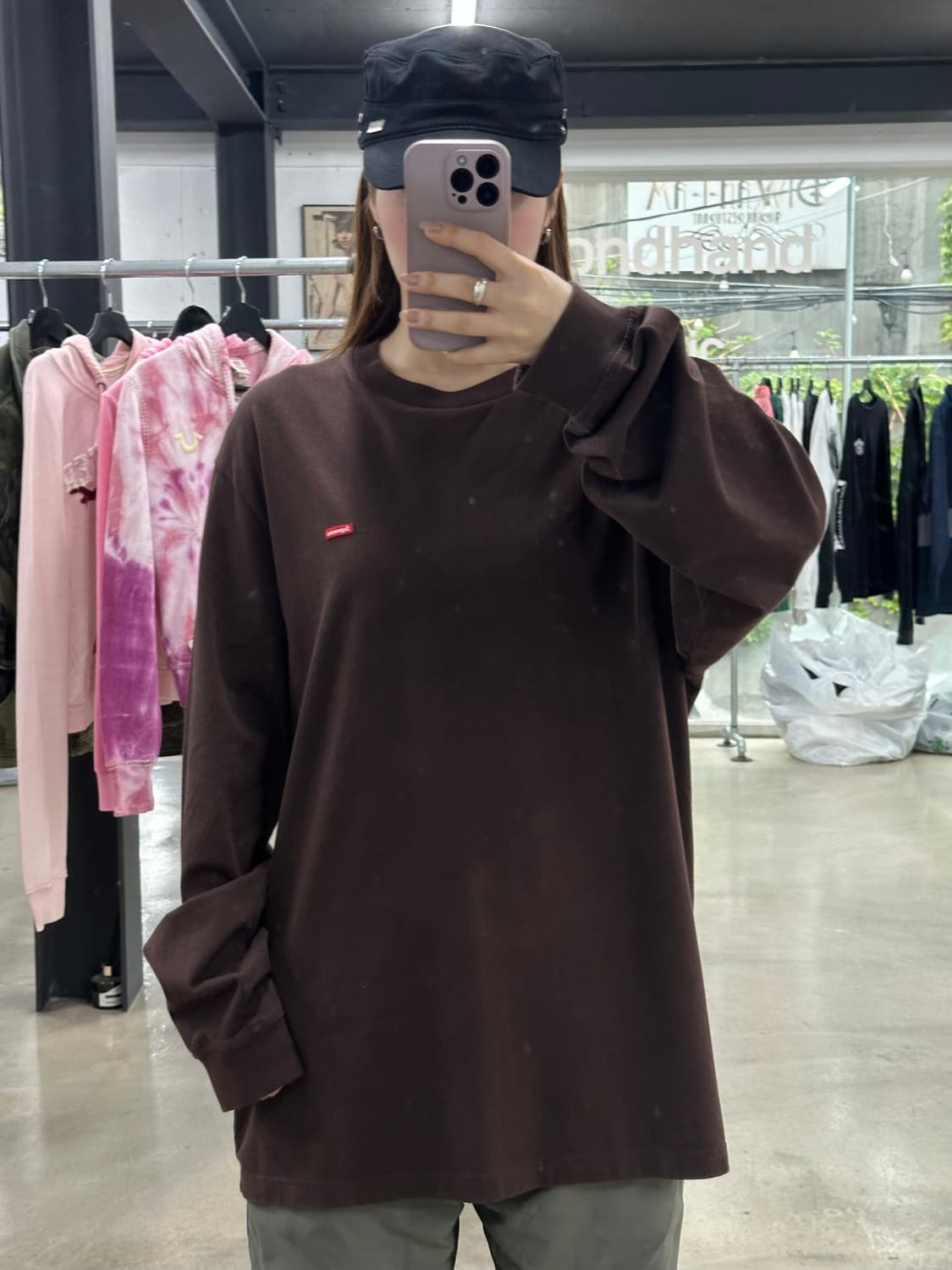 슈프림 22FW 스몰박스 크루넥 롱슬리브 브라운 상품이미지2