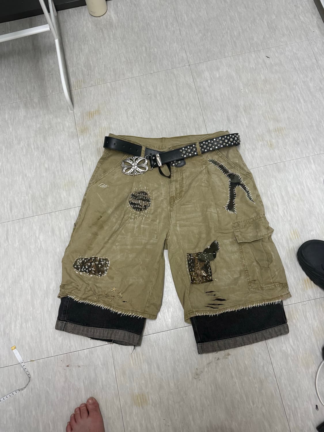 Custom sewing patch work shorts 상품이미지6