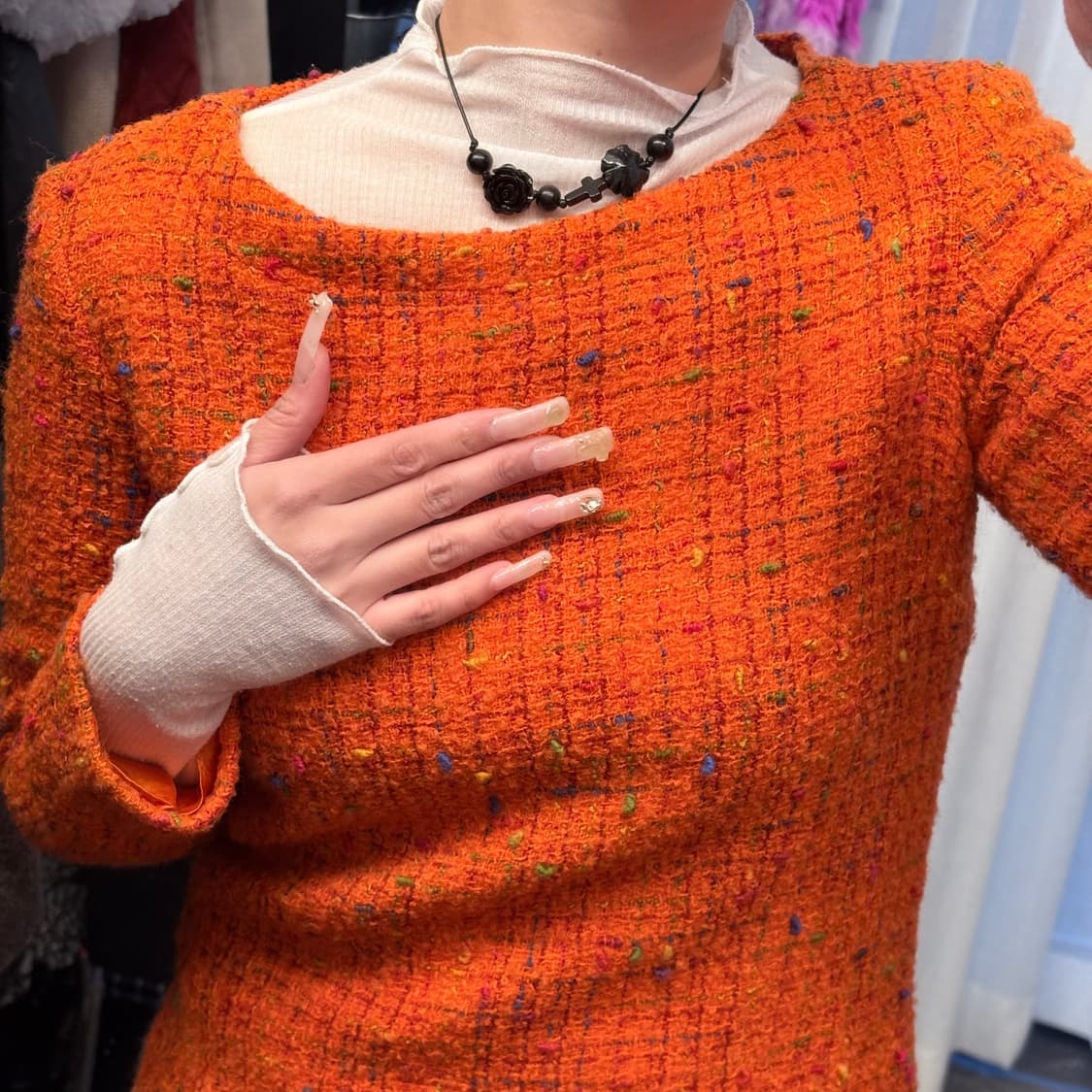 베르사체 진스 꾸튀르 오렌지 트위드 드레스 상품이미지2