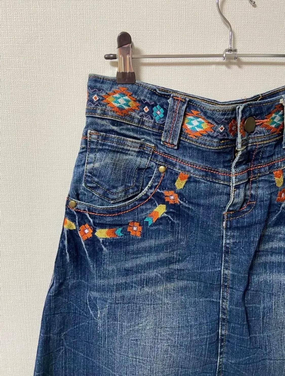 일본 빈티지 모리걸 보헤미안 청 치마 스커트 상품이미지2