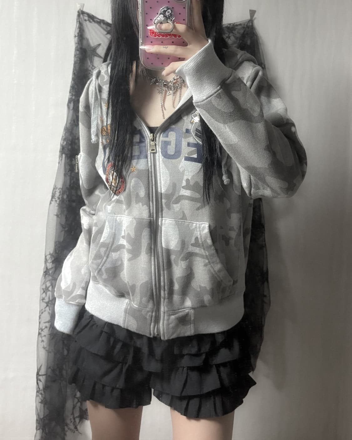 펑크 y2k 패치 포인트 후드집업  상품이미지1