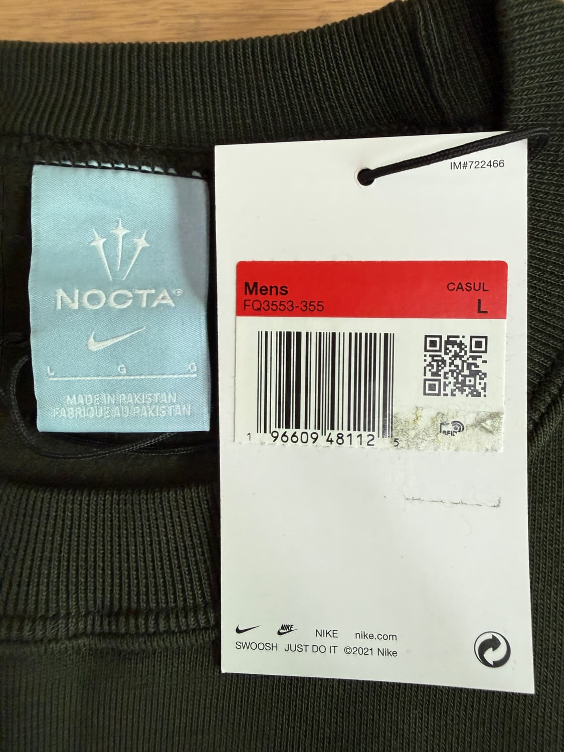 [L] 나이키 NOCTA 녹타 무지 블랭크 크루넥 맨투맨 스웻셔츠 상품이미지3