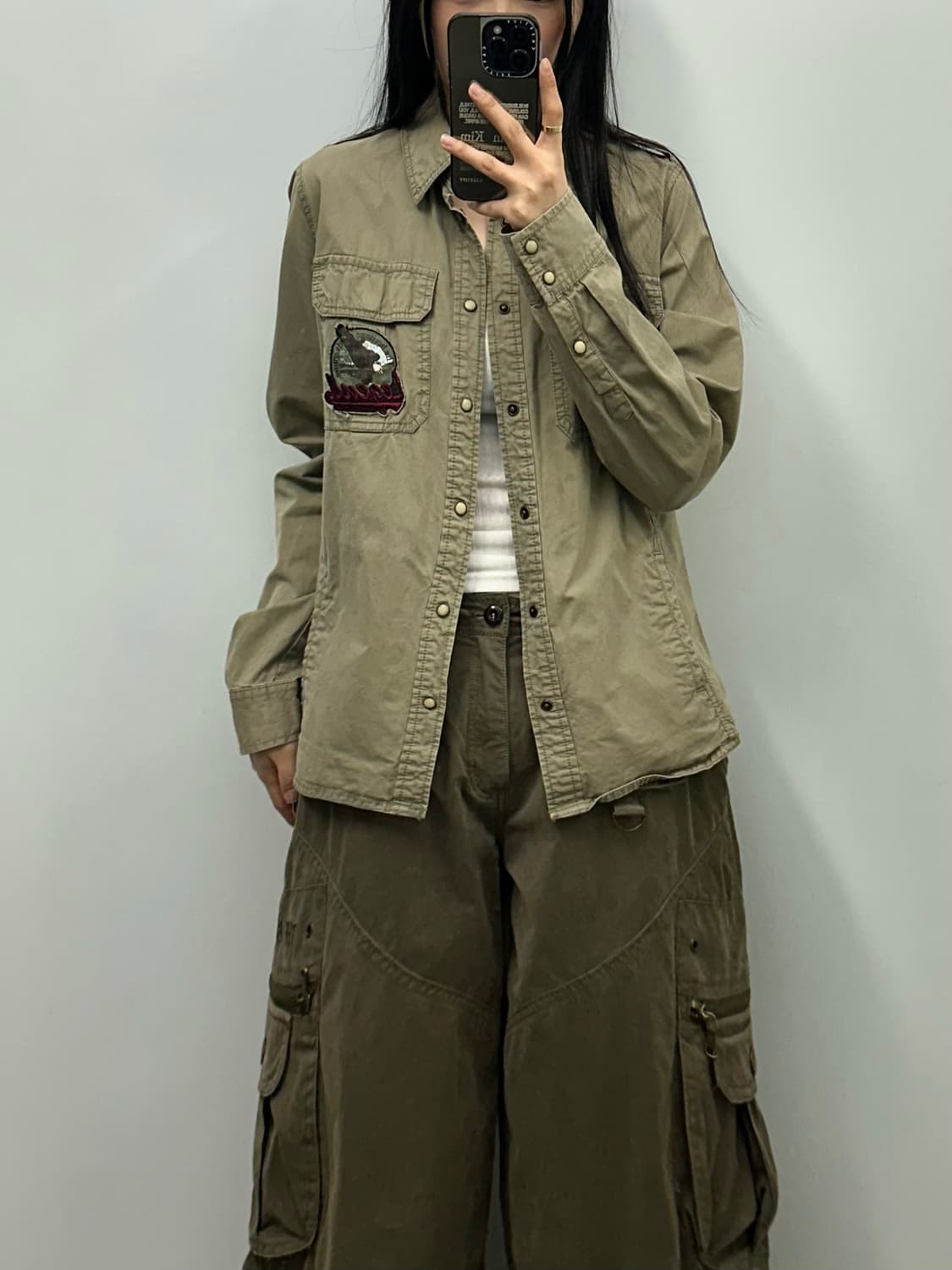 지프 y2k 와투케 카키 웨스턴 셔츠 상품이미지2