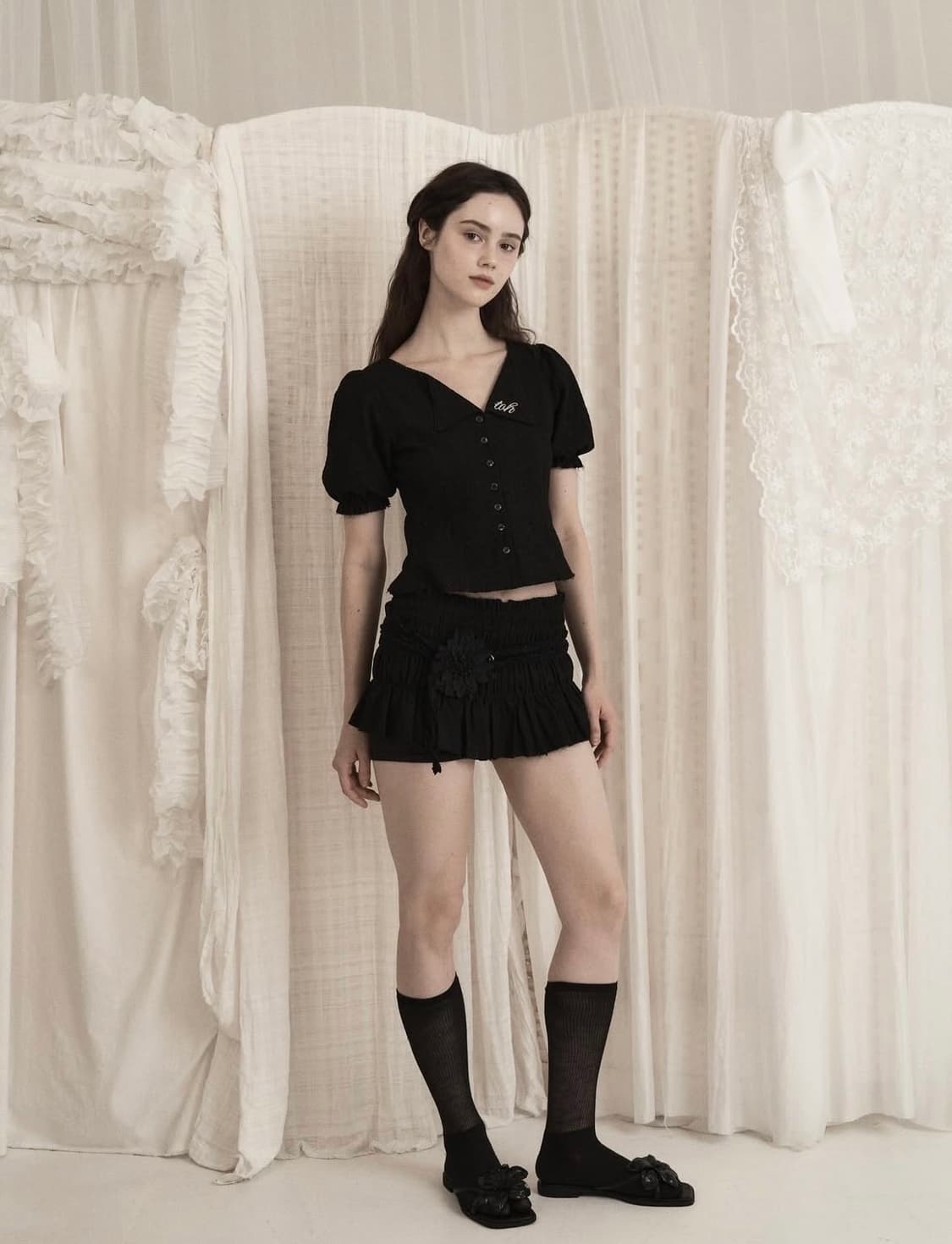 toh lea 블라우스 블랙 상품이미지3