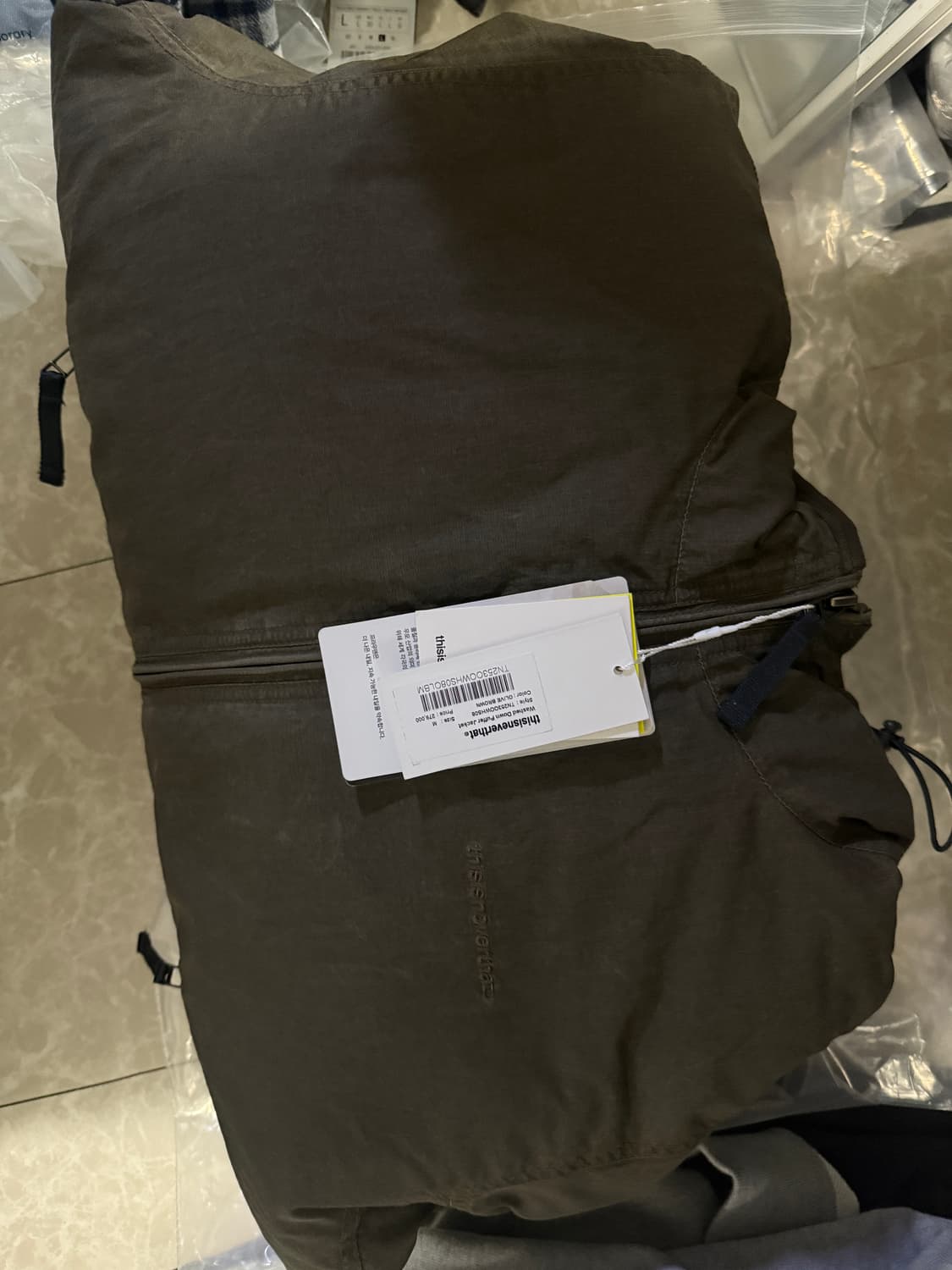 M사이즈 디스이즈네버댓 워시드 다운 푸퍼 자켓 브라운 상품이미지1