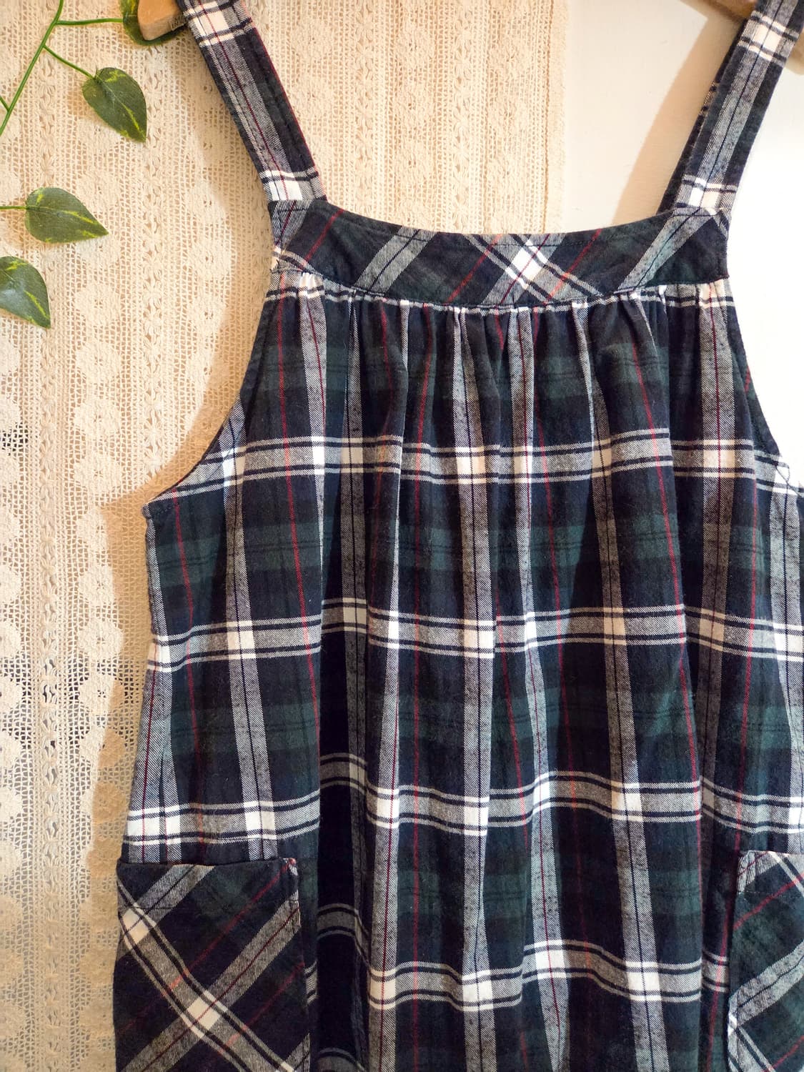 너드 체크 사이드포켓 오버롤 원피스 상품이미지2