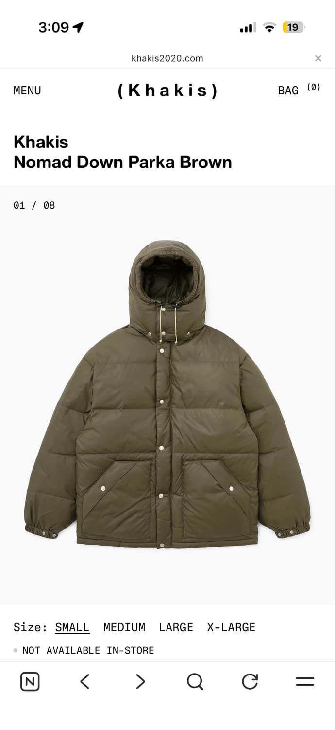 25fw 카키스 노마드 다운 파카 브라운 L 상품이미지1