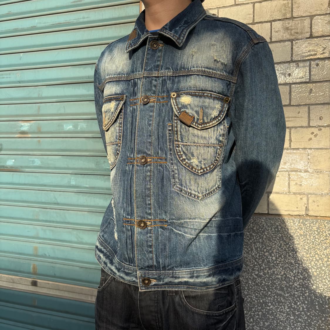 빈티지 워싱 & 디스트레스 데님 자켓 상품이미지2