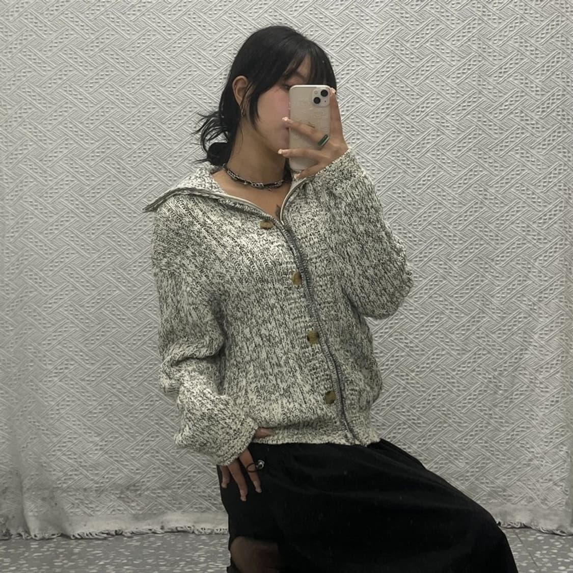 세터 투톤 헤리티지 숄카라 코튼 니트 집업 가디건 95 C06379 상품이미지2