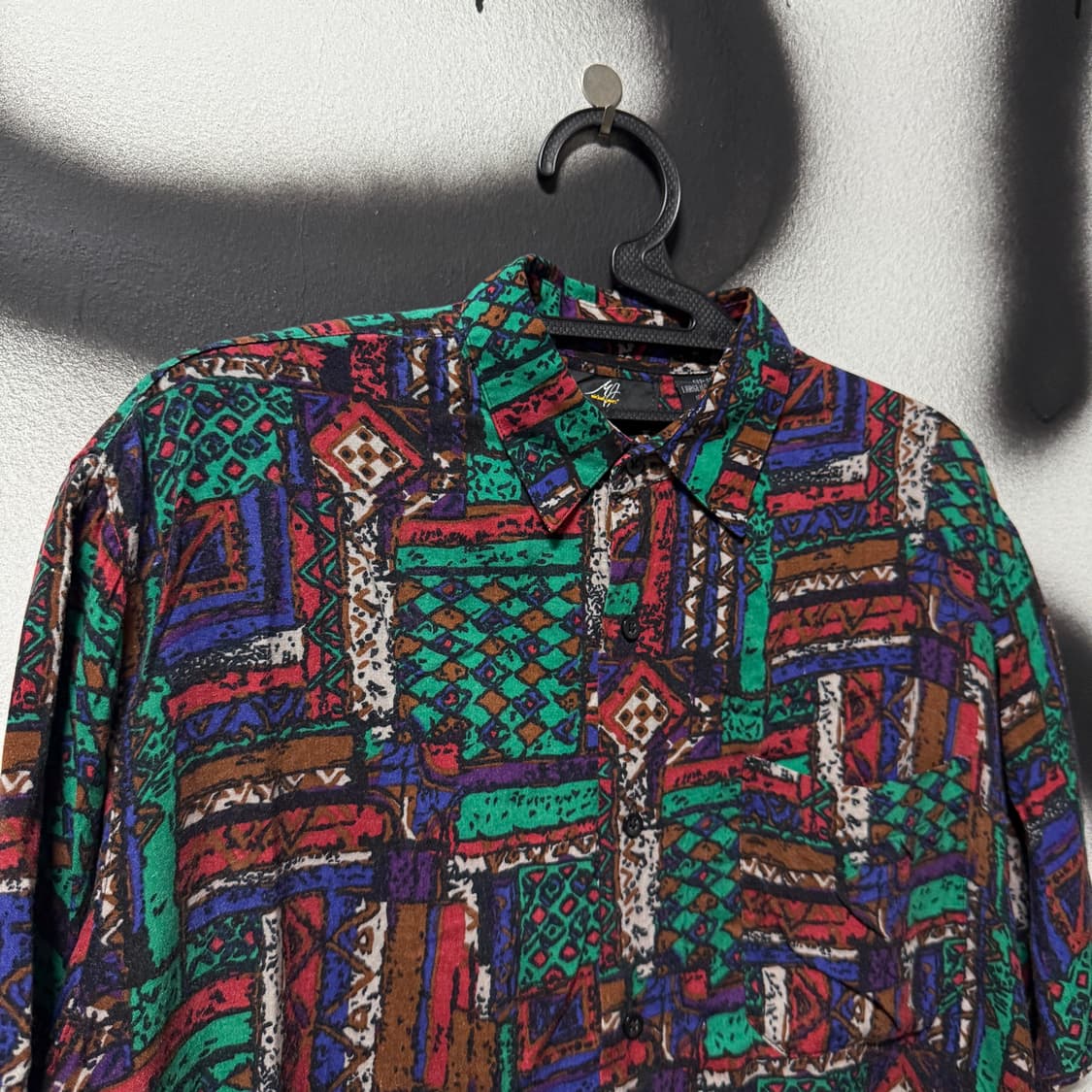 VTG 빈티지 칼라블락 멀티 패턴 반팔 셔츠 상품이미지3