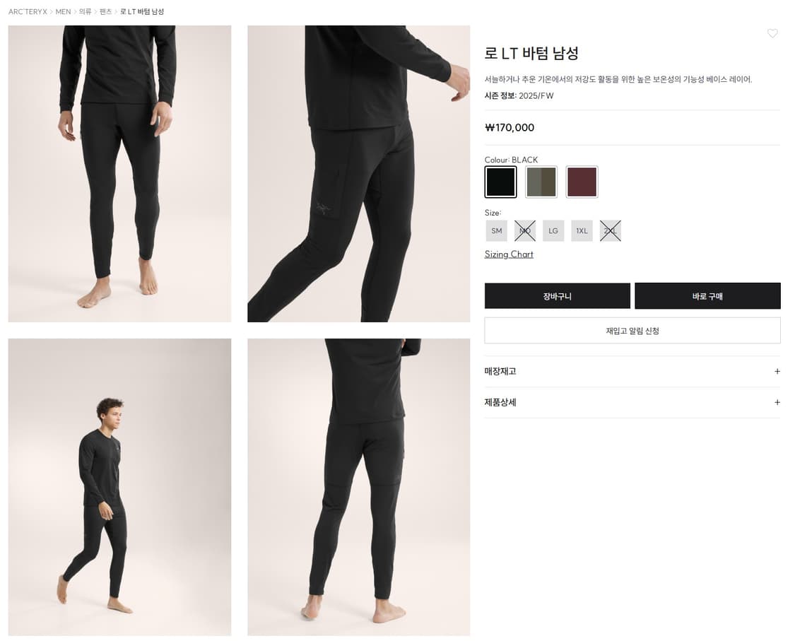 (M) 아크테릭스 로 LT 바텀 팬츠 레깅스 상품이미지2