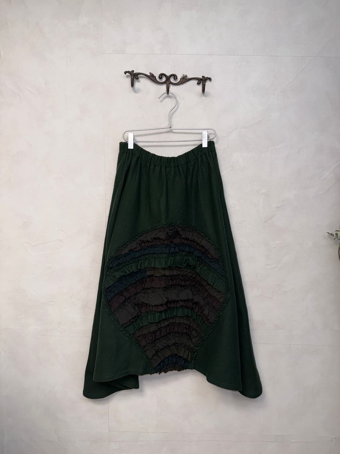 Deep green ethnic shirring wool skirt 상품이미지2