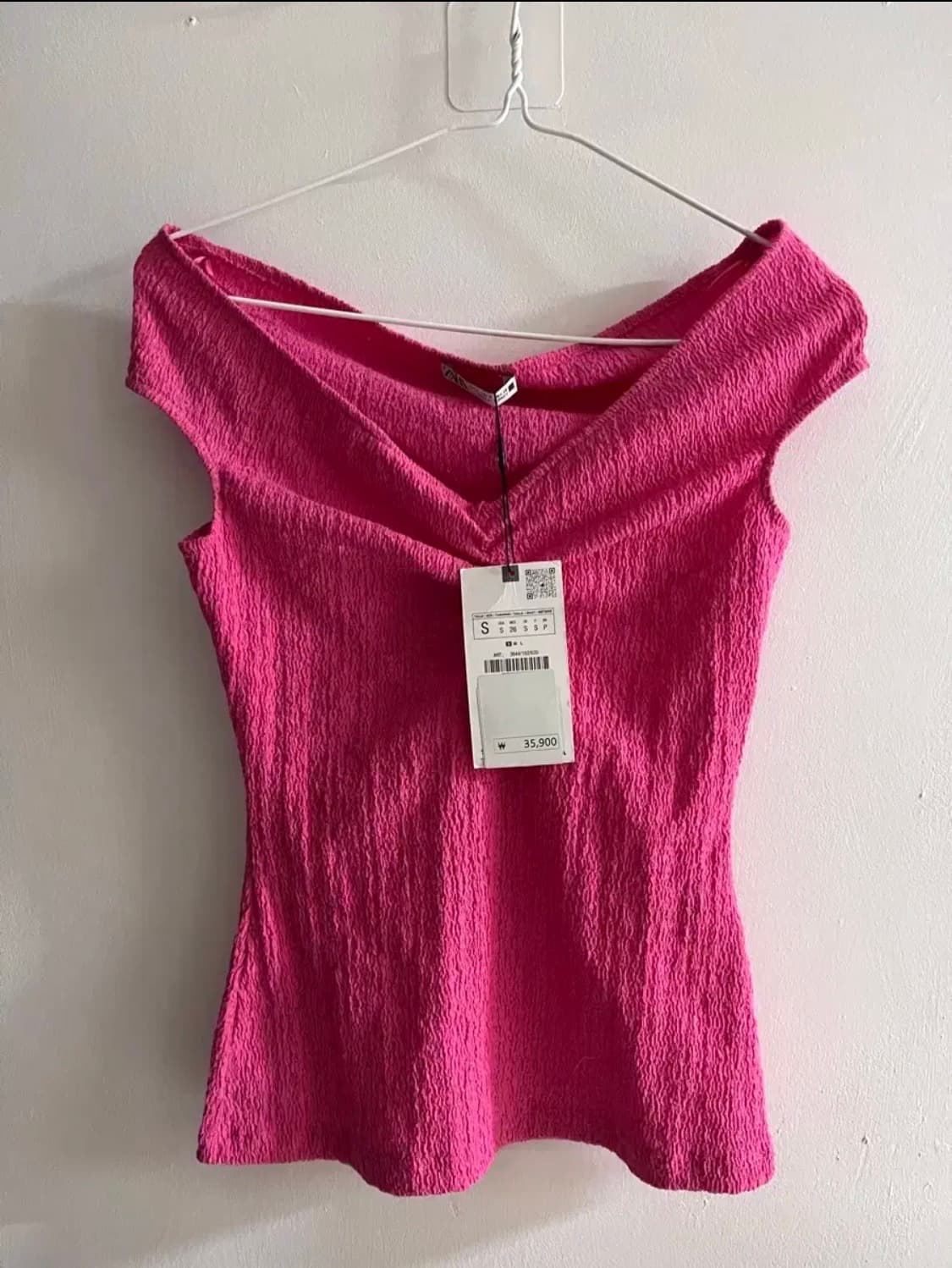 ZARA 자라 셔링 텍스처탑 로즈 핑크 s 상품이미지2