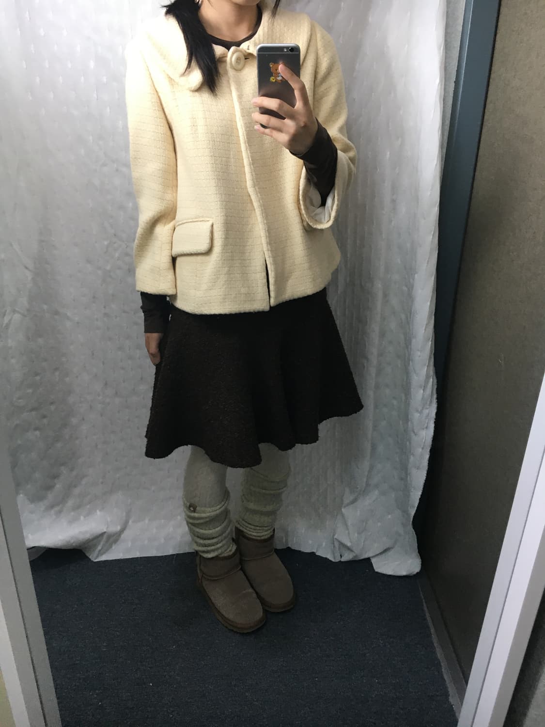 브라운 부클 미니 스커트 상품이미지3