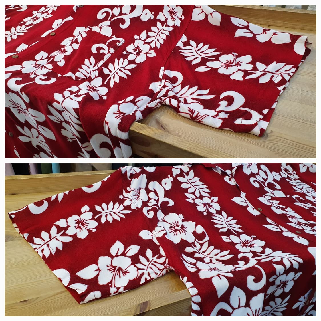 130(4XL) .하와이안 셔츠(딥레드) 상품이미지4