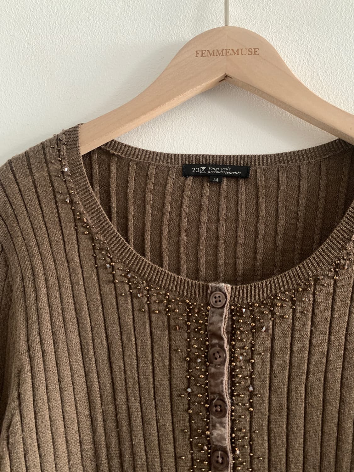 Beads Button Top(Brown) 상품이미지3