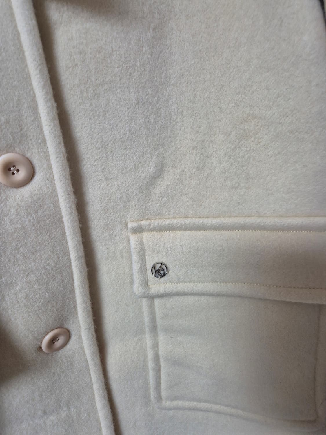 (새제품) 오스트카카 캐시미어 울 블랜드 싱글 하프 코트 버터 상품이미지8