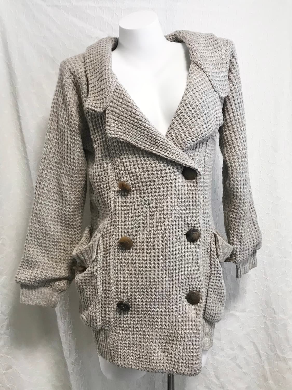 빈티지 니혼진 너드 더블 버튼 카라 니트 가디건 상품이미지1