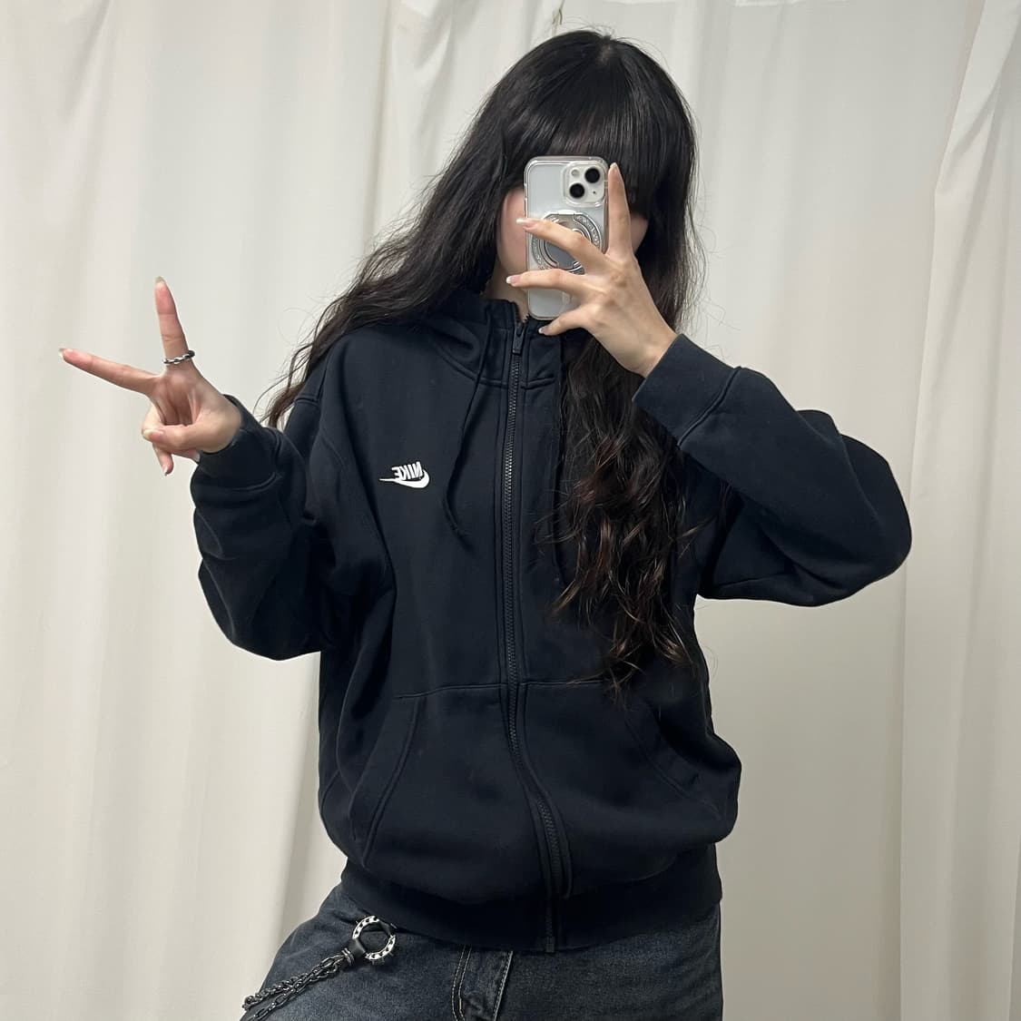 Nike black hood zip-up 상품이미지2
