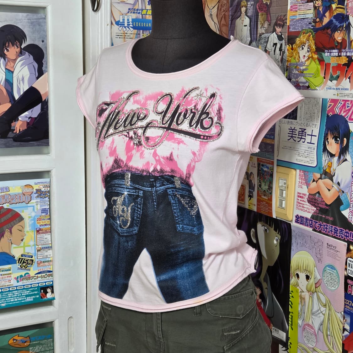 키치 핑크 프린팅 글리터 반팔 상품이미지2